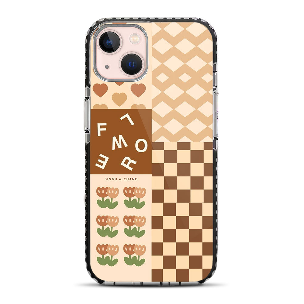 Brown Mixed Print iPhone 13 Stride Phone Case