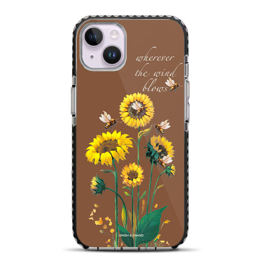 Sunflower and bees iPhone 14 Plus Stride Phone Case