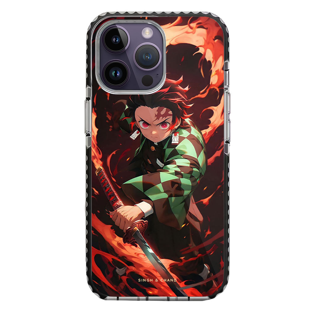 Tanjiro Fire Sword 1.0 Demon Slayer Anime iPhone 14 Pro Max Stride Phone Case