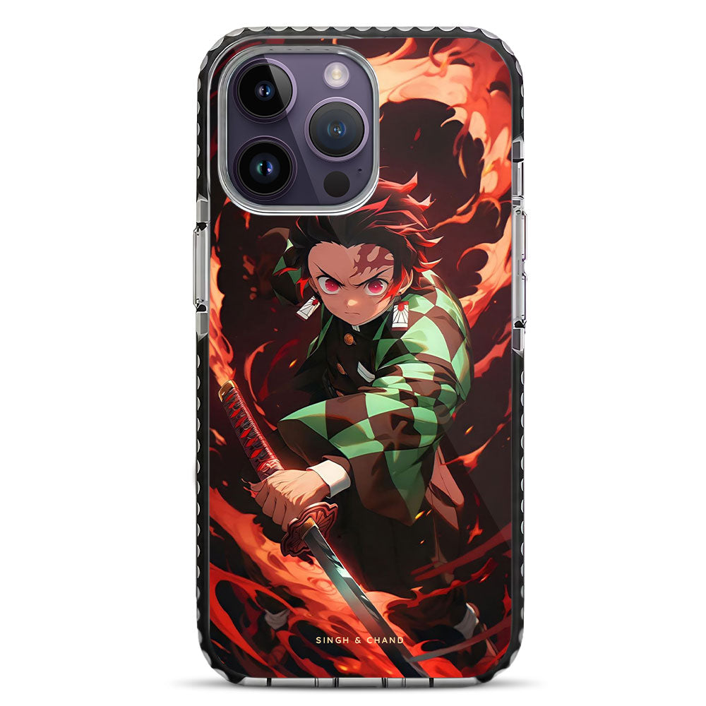 Tanjiro Fire Sword 1.0 Demon Slayer Anime iPhone 14 Pro Stride Phone Case