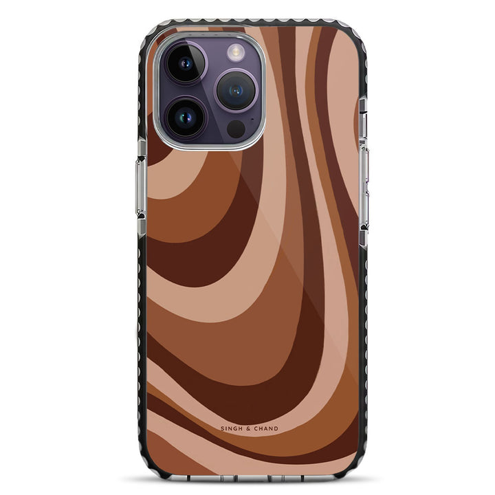 Brown swril pattern iPhone 14 Pro Stride Phone Case