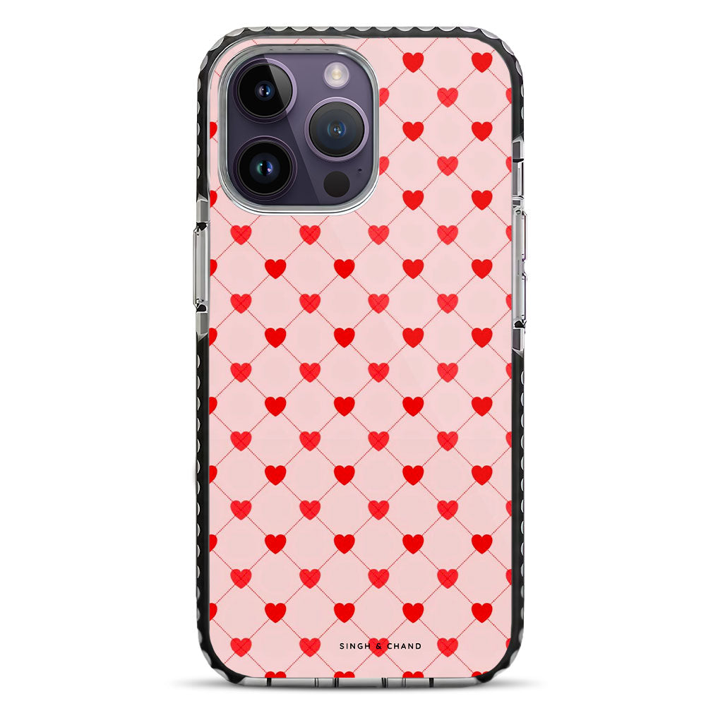 Pink Hearts iPhone 14 Pro Stride Phone Case