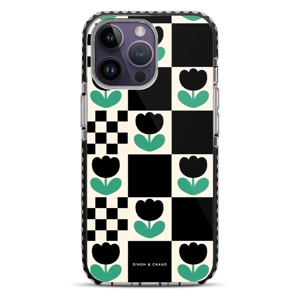 Checkered Flower iPhone 14 Pro Stride Phone Case