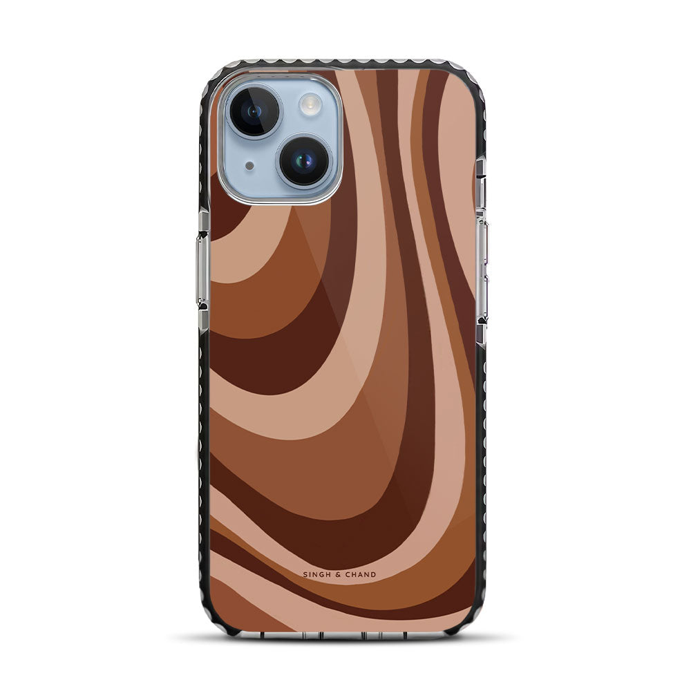 Brown swril pattern iPhone 14 Stride Phone Case