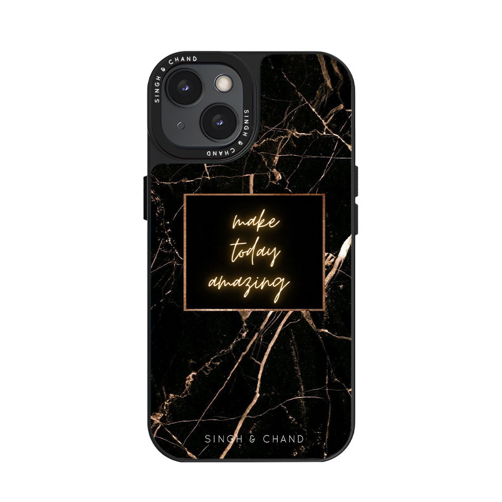 Black Marble iPhone 15 Glass 2.0 Phone Case