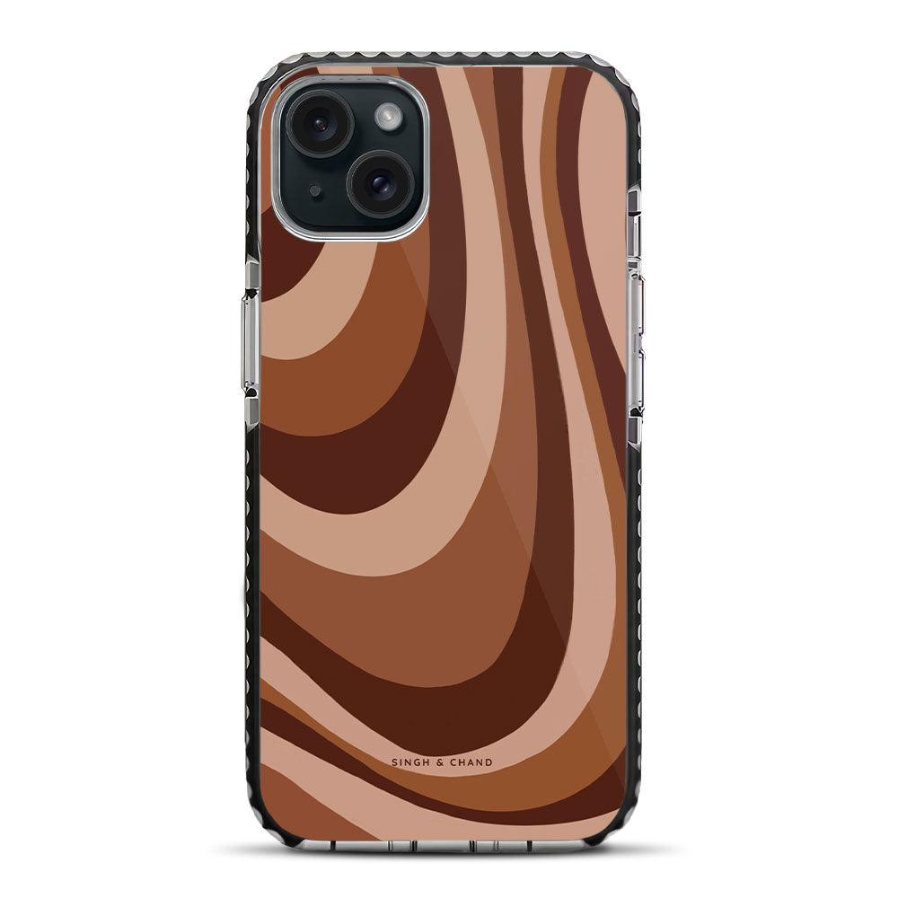 Brown swril pattern iPhone 15 Plus Stride Phone Case