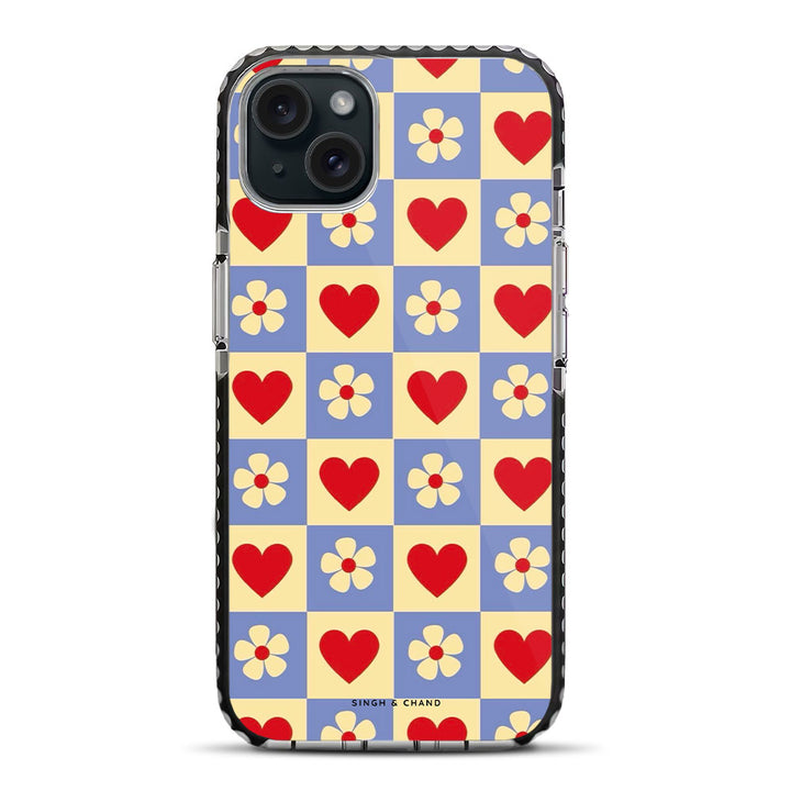 Flower and Heart iPhone 15 Plus Stride Phone Case
