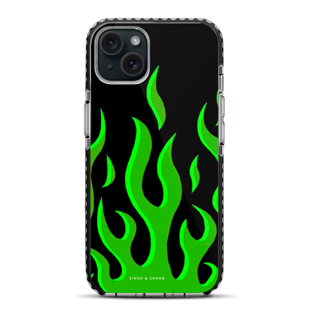 Green Flame Pinterest iPhone 15 Plus Stride Phone Case