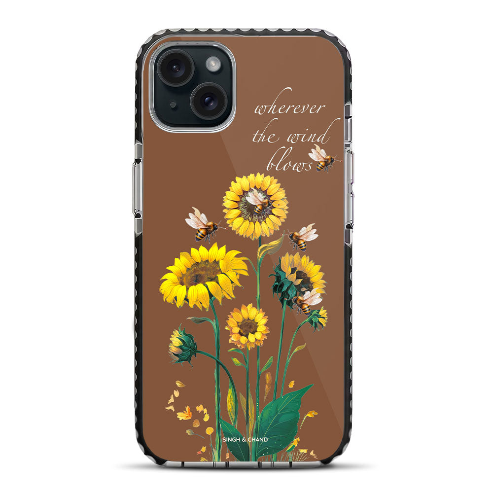 Sunflower and bees iPhone 15 Plus Stride Phone Case