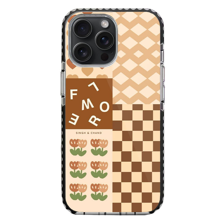 Brown Mixed Print iPhone 15 Pro Max Stride Phone Case