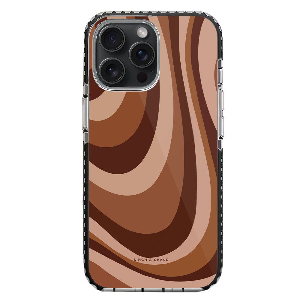 Brown swril pattern iPhone 15 Pro Stride Phone Case