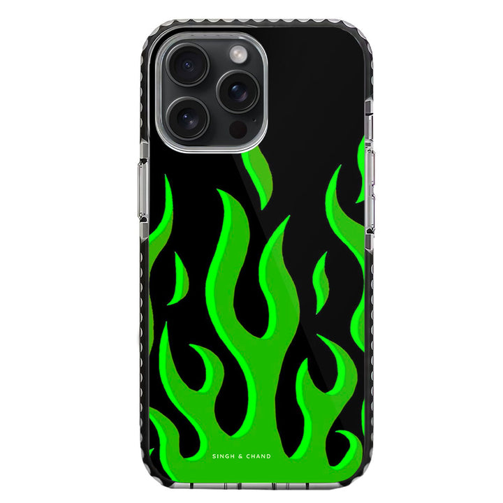 Green Flame Pinterest iPhone 15 Pro Stride Phone Case