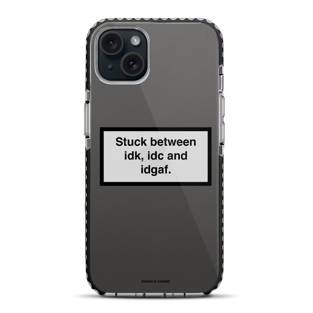 Quirky I don’t care quote iPhone 15 Stride Phone Case