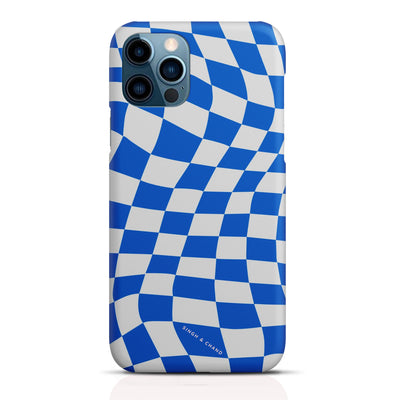 Blue wavy checkered Matt Phone Case