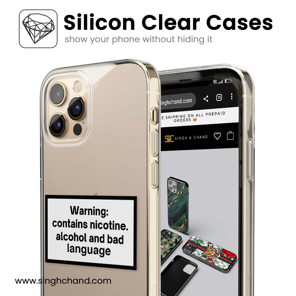 Warning Contains Nicotine Silicon Phone Case