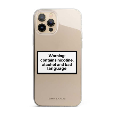 Warning Contains Nicotine Silicon Phone Case