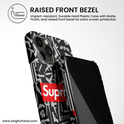 Black and Grey riffle print iPhone XS