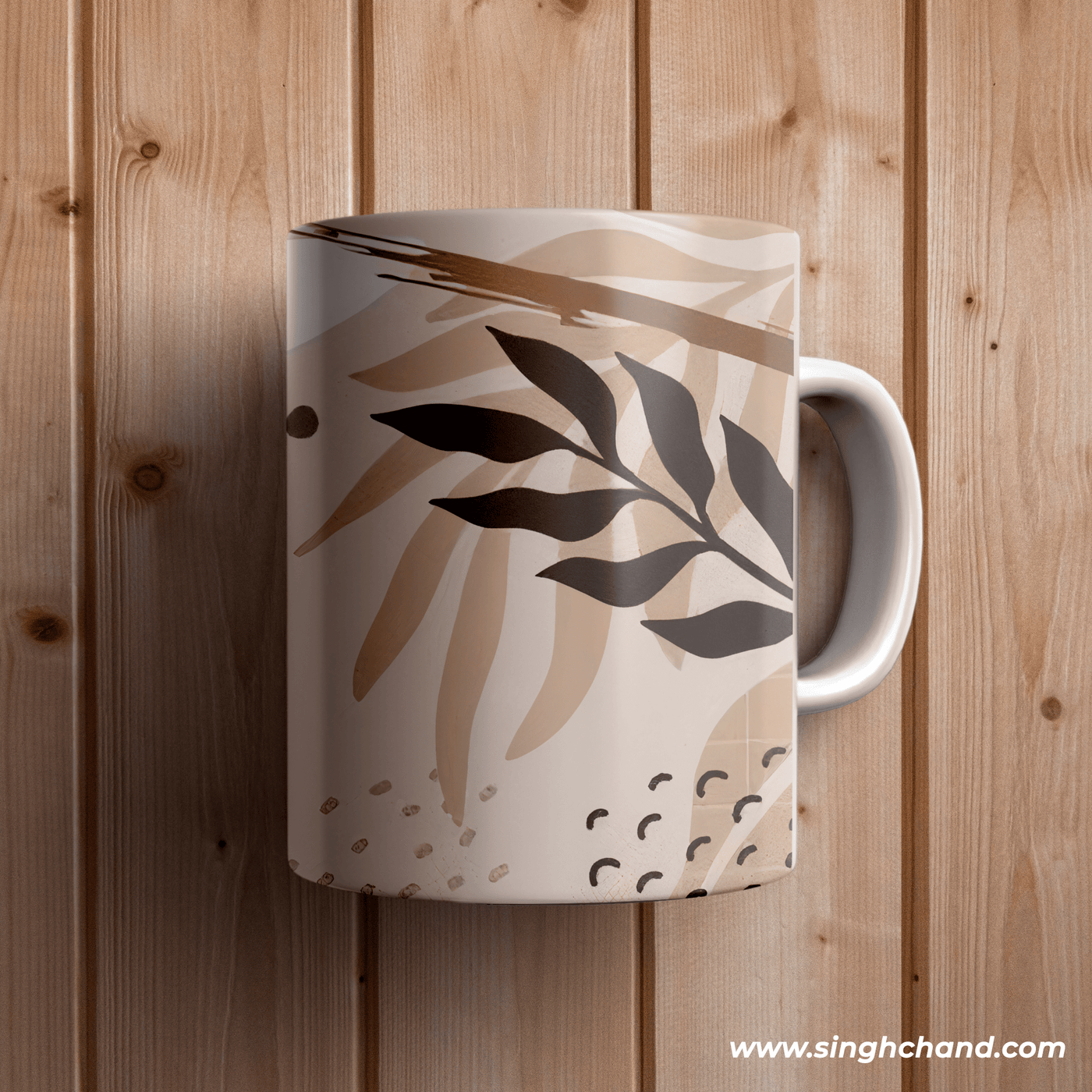 Aesthetic Leafy Ceramic Mug