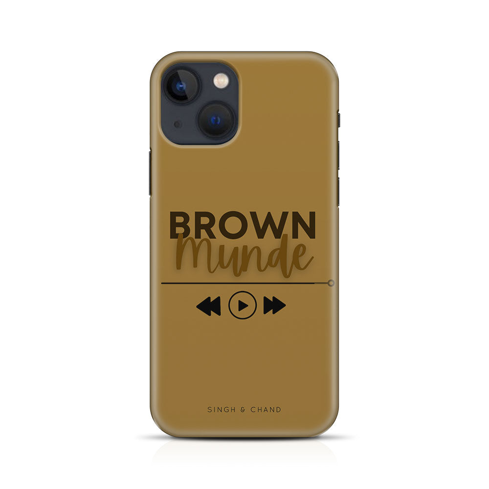 Pause play button BROWN MUNDE iPhone 13 Mini Phone Case