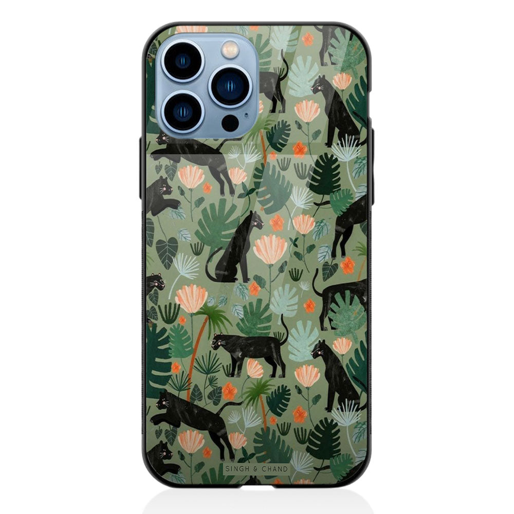 BLACK PANTHER IN THE JUNGLE iPhone 13 Pro Max Phone Case