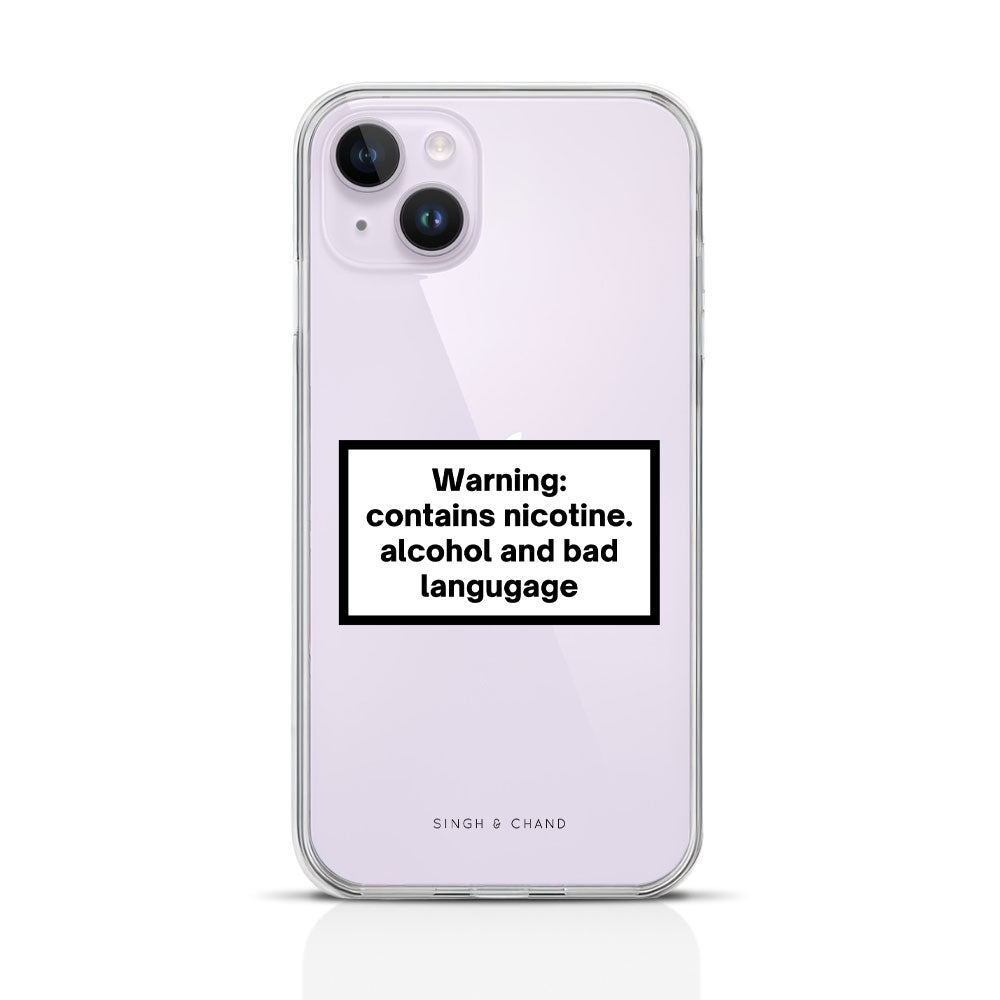 Warning Contains Nicotine iPhone 14 Phone Case
